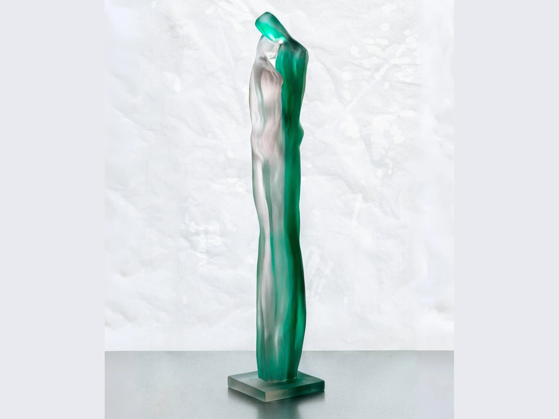 Daum Tendresse de Laurence Bonnel 125ex glass sculpture in white and green