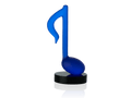 Daum Timeless Bleue de Manu Katche blue glass musical note sculpture on black base