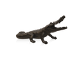 Wild Crocodile Noir sculpture by Daum, featuring a sleek black glossy finish and open jaws.