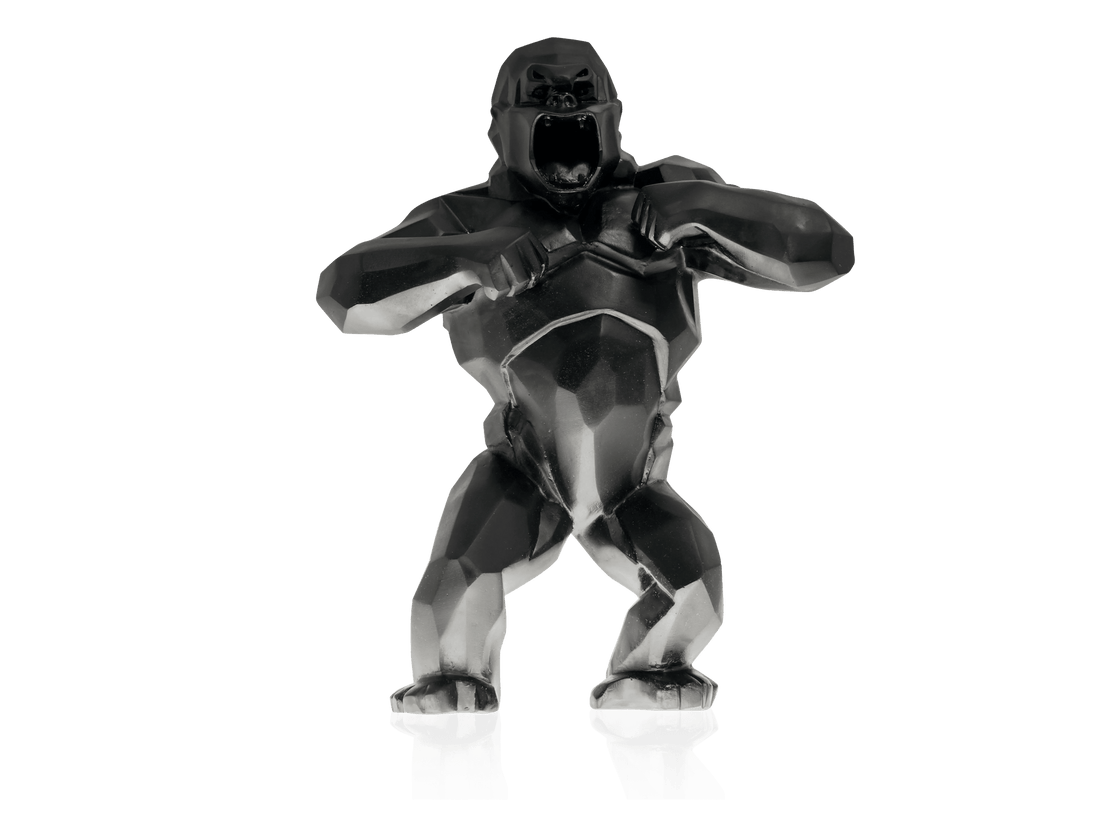 Daum Wild Kong Noir de Richard Orlinski black glass sculpture figurine.