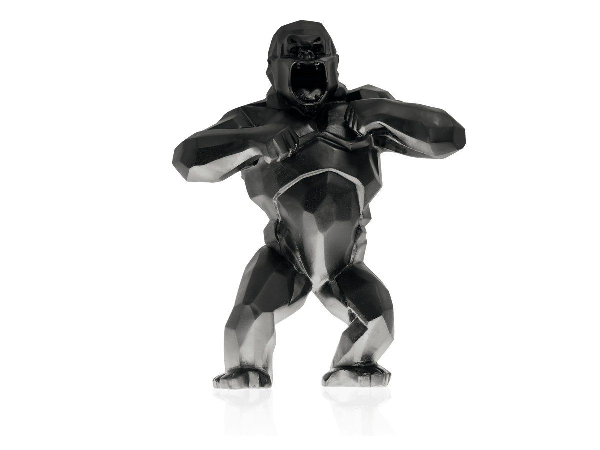 Daum Wild Kong Noir de Richard Orlinski black glass sculpture figurine.
