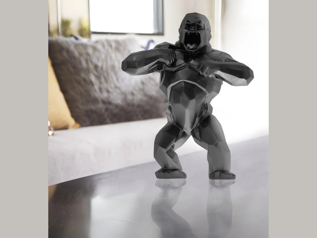 Daum Wild Kong Noir de Richard Orlinski black glass sculpture figurine.