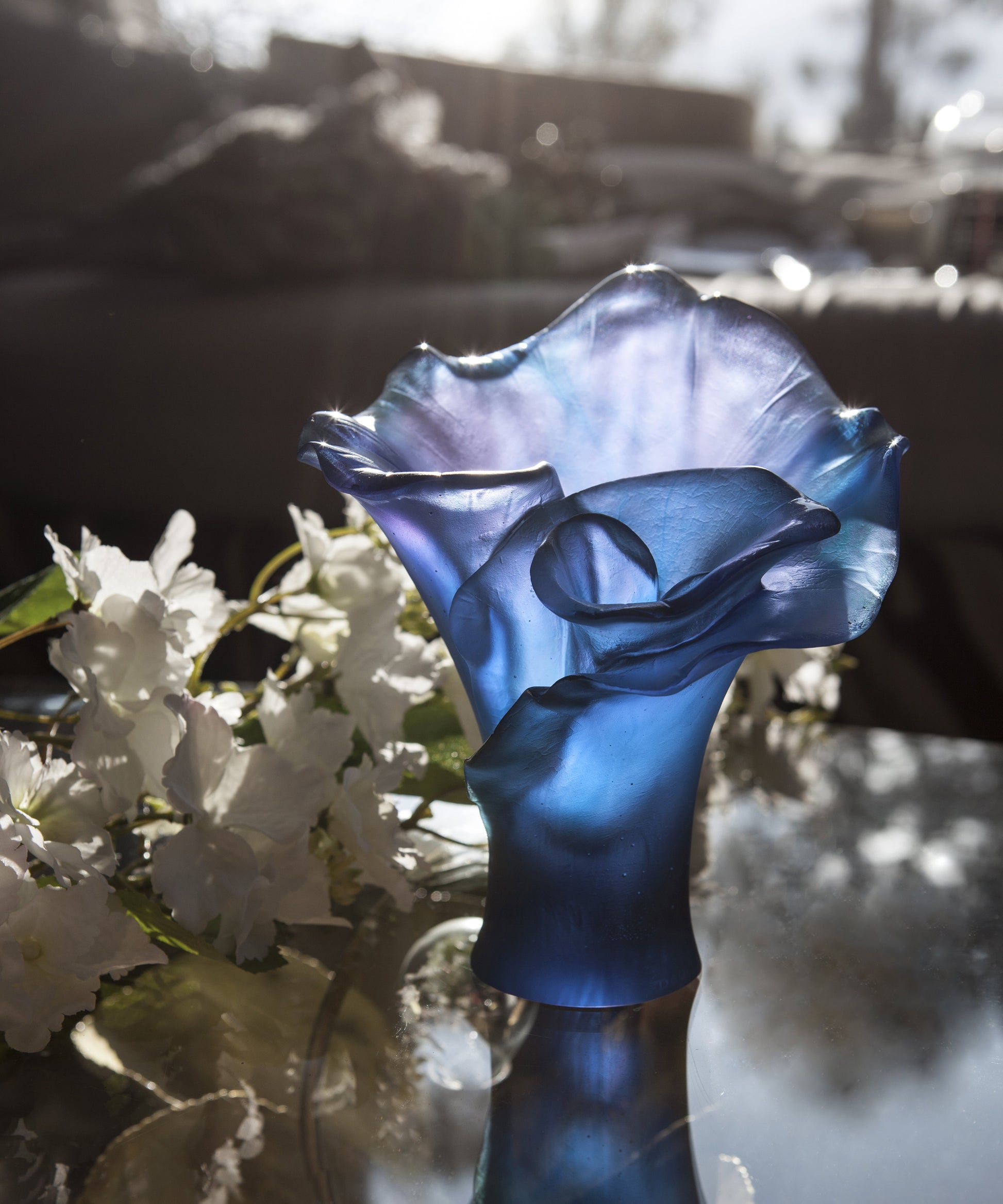 Arum Vase petit modèle Bleu nuit - Daum