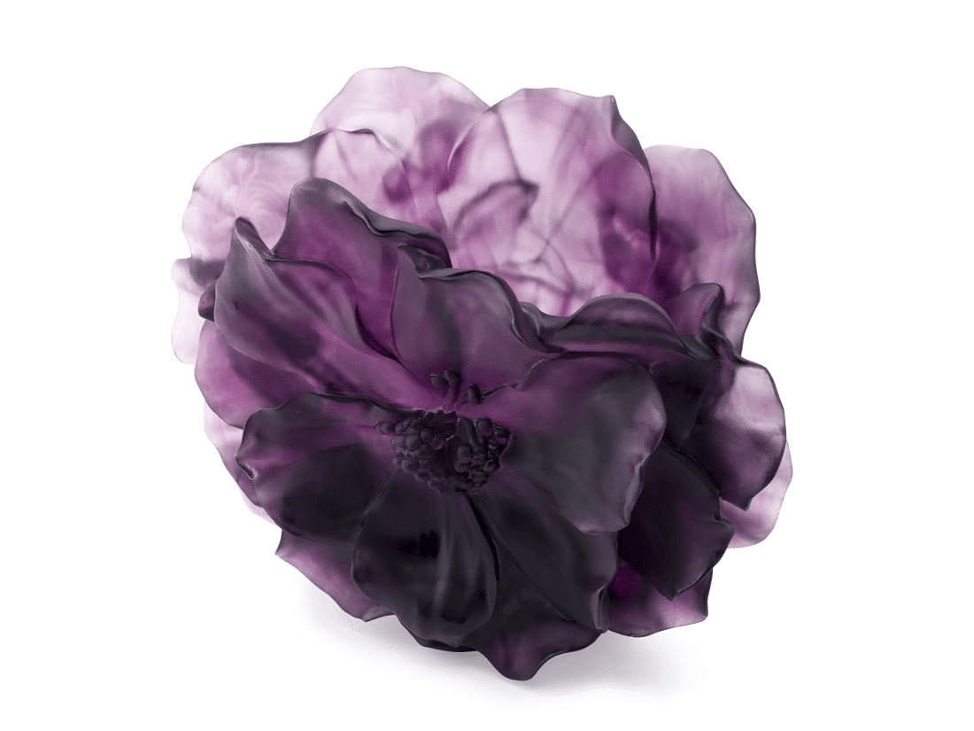 Daum Camelia Vase grand modèle in translucent violet glass