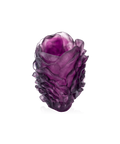 Vase petite Camélia violet de la marque Daum, verre soufflé artisanal avec motif floral délicat.