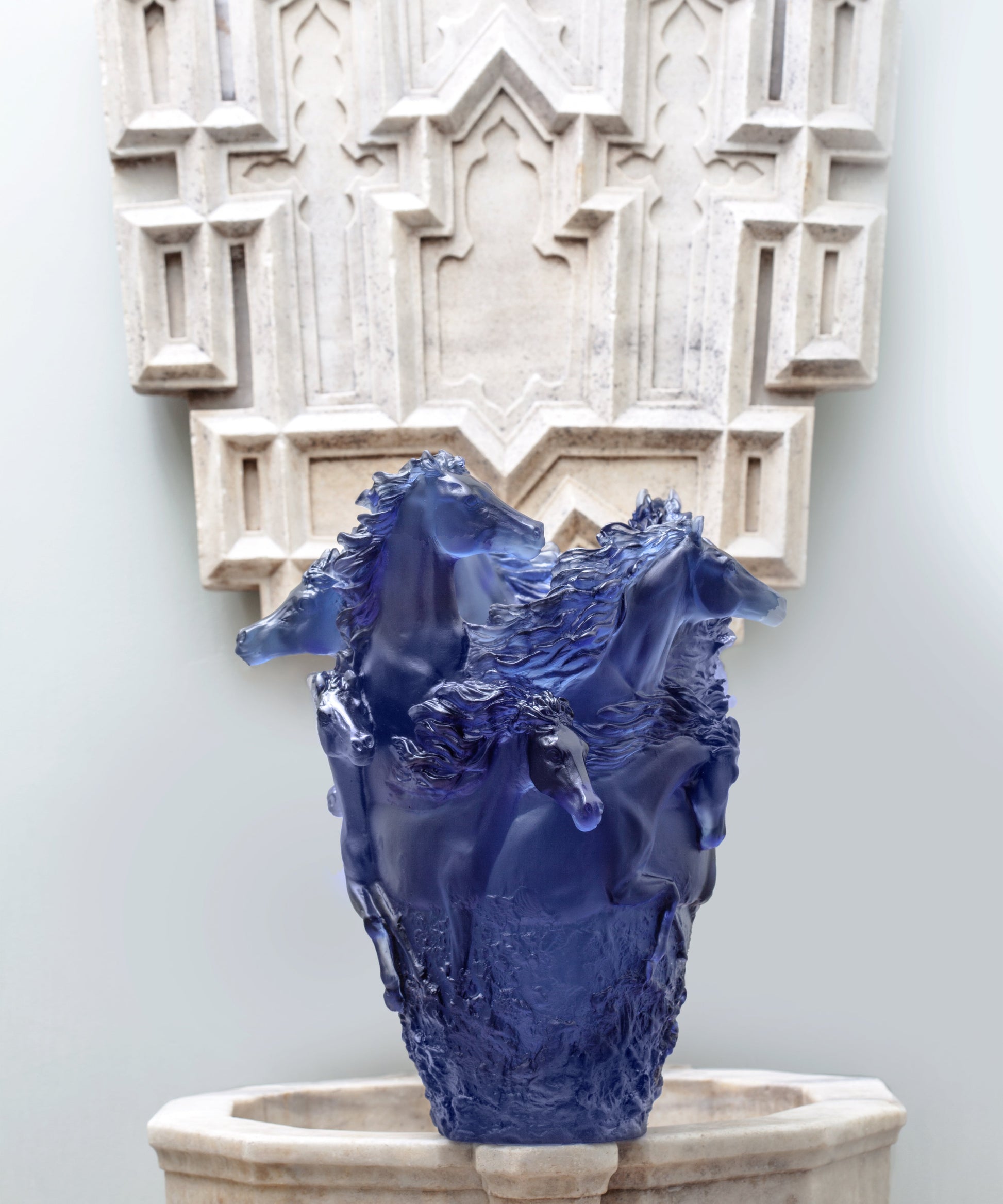 Cavalcade Vase grand modèle Bleu 175ex - Daum