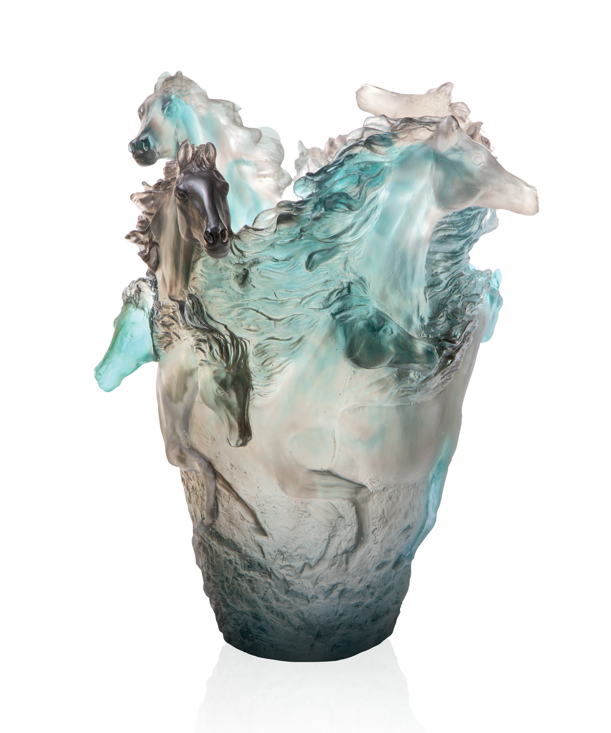 Cavalcade Vase grand modèle Bleu-gris 500ex - Daum