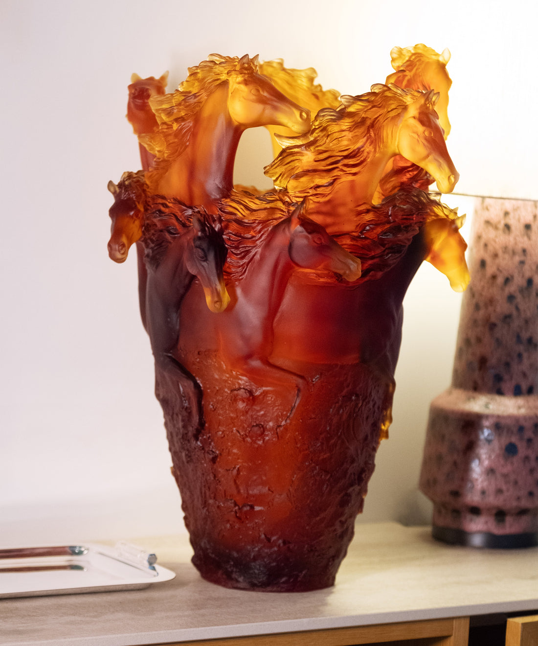 Cavalcade Vase magnum Ambre 175ex - Daum