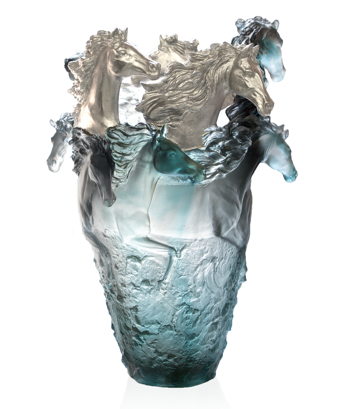Cavalcade Vase magnum Bleu-gris, finition palladium 25ex - Daum