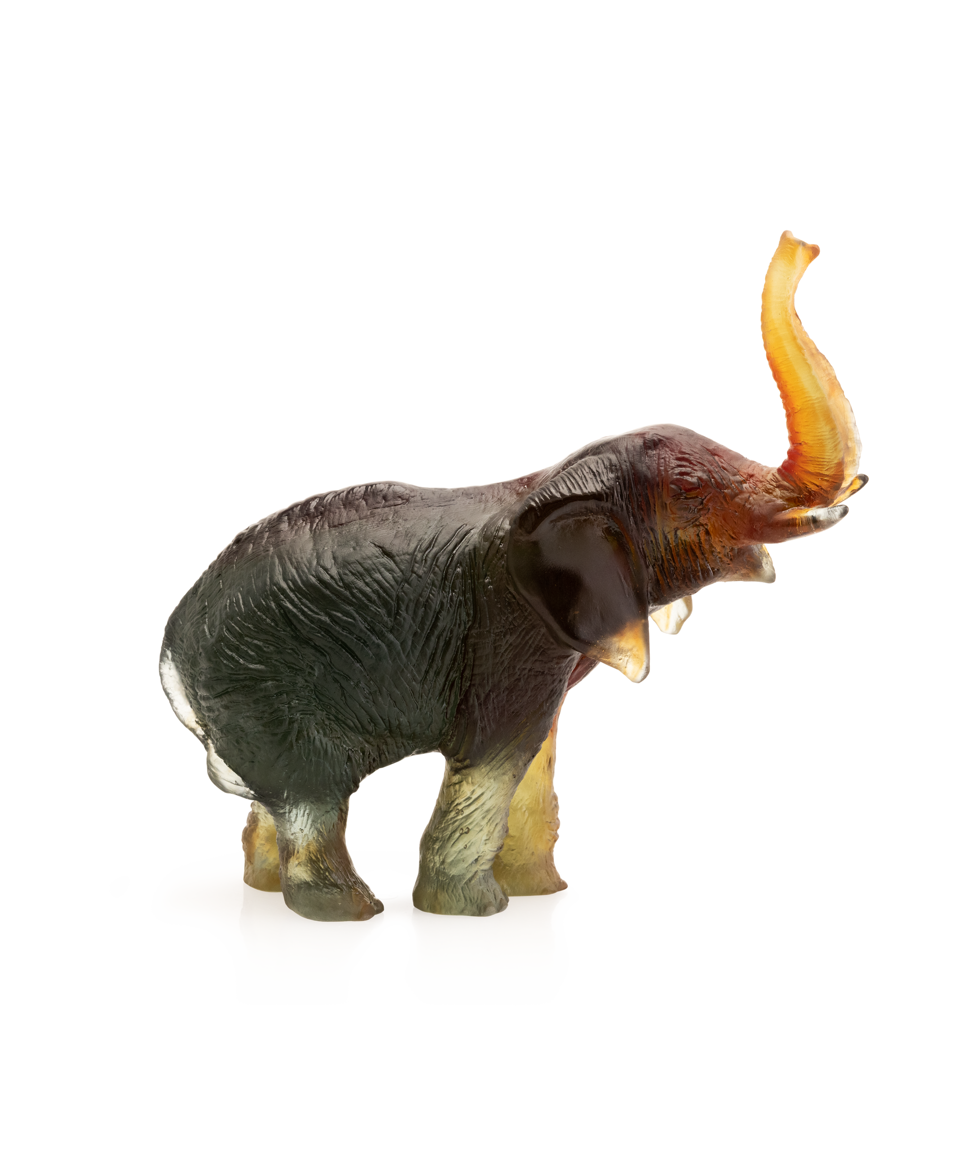 Eléphant moyen modèle Vert et ambre de Jean-François Leroy - Daum