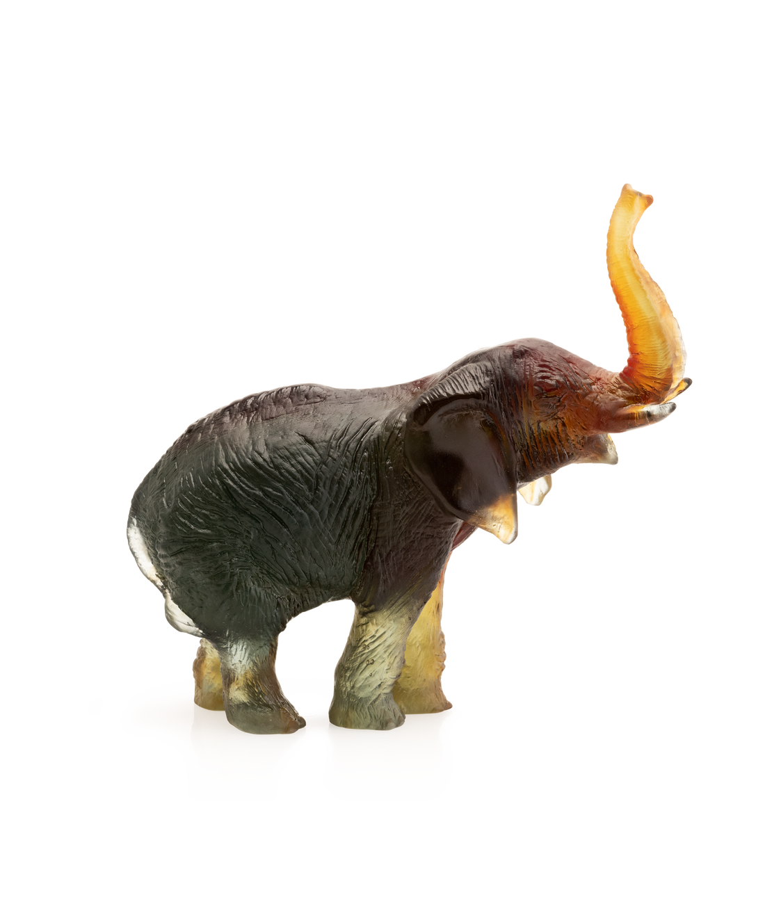 Eléphant moyen modèle Vert et ambre de Jean-François Leroy - Daum