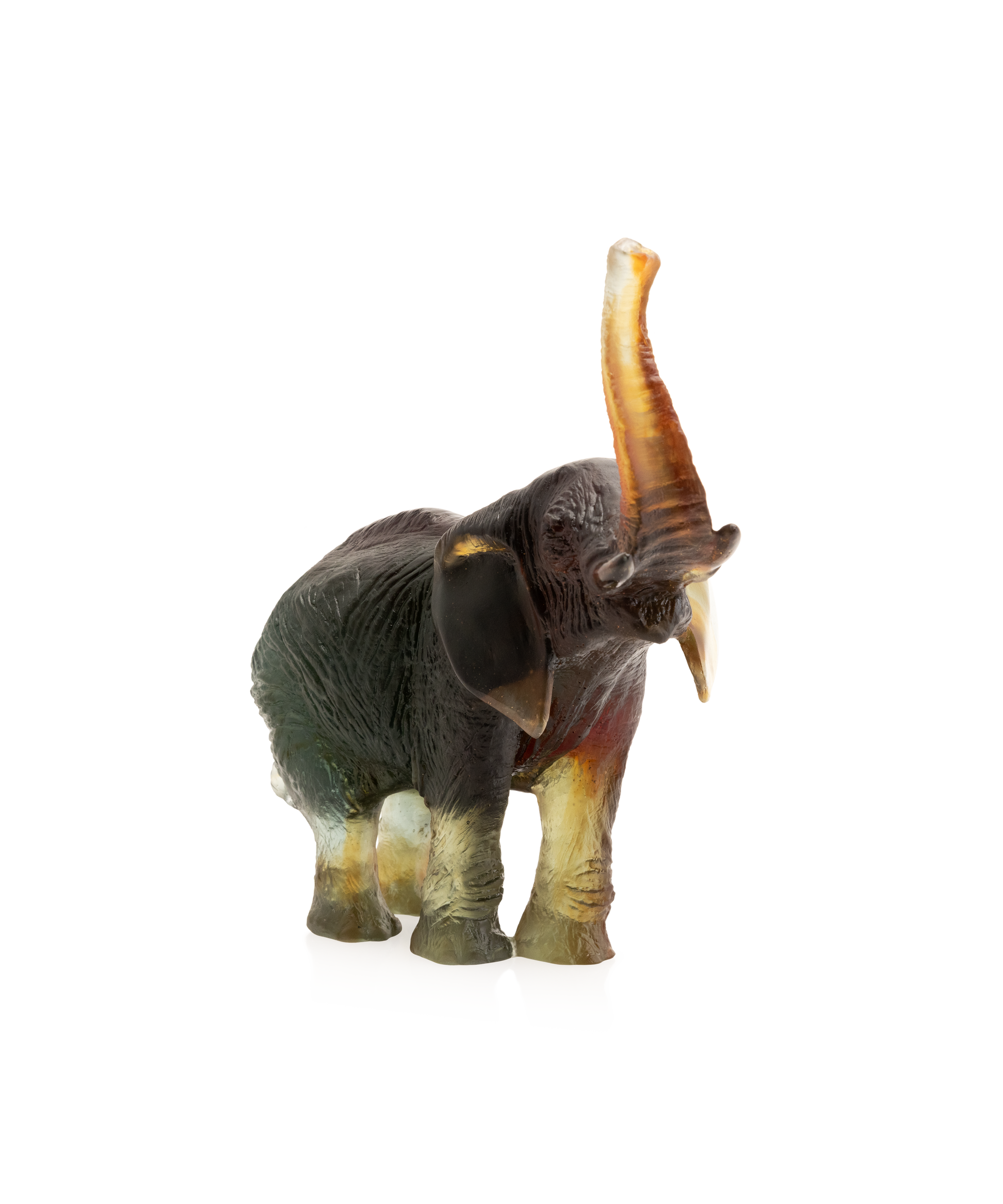 Eléphant moyen modèle Vert et ambre de Jean-François Leroy - Daum