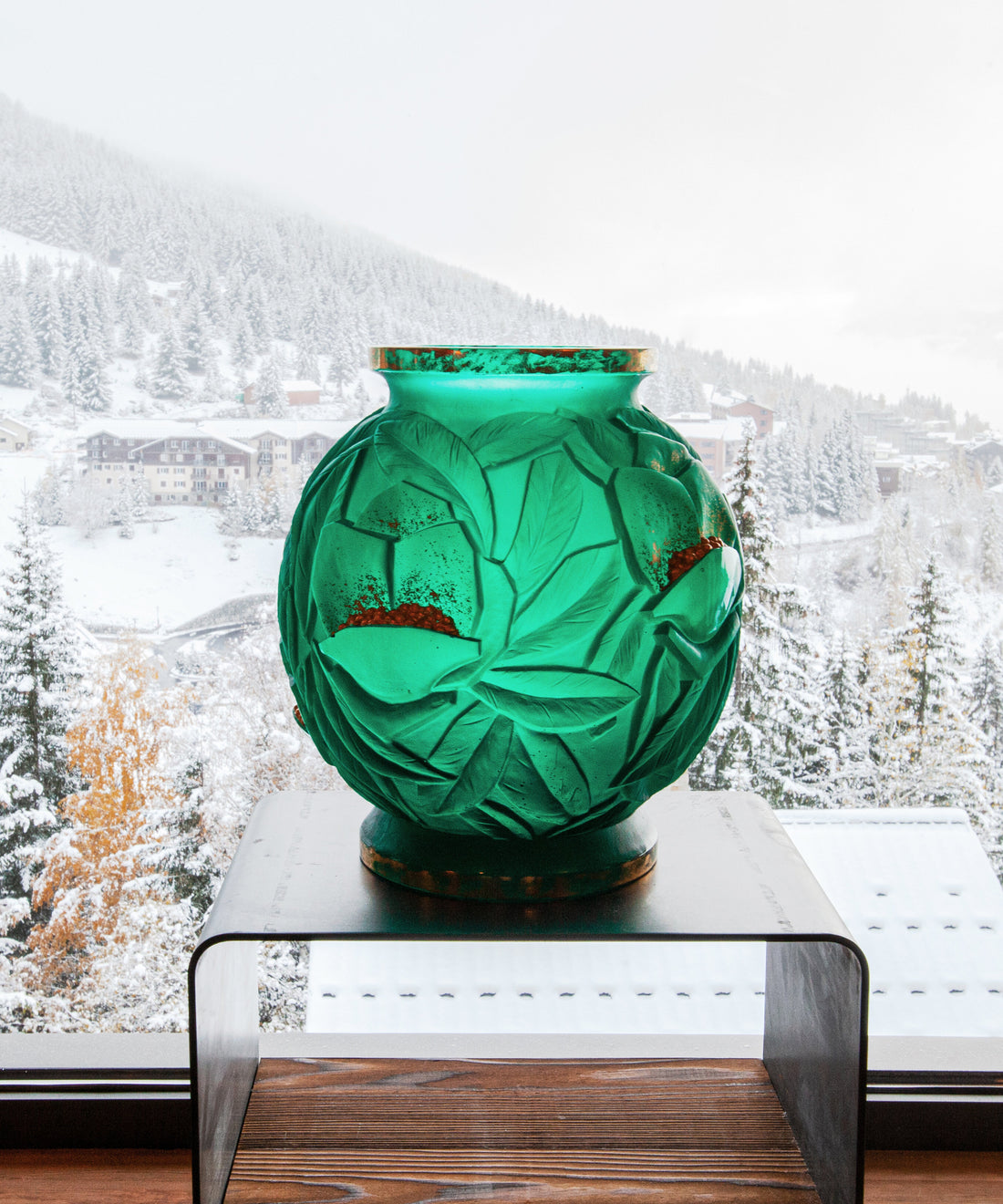 Empreinte Vase grand modèle Vert, finition or 75ex - Daum