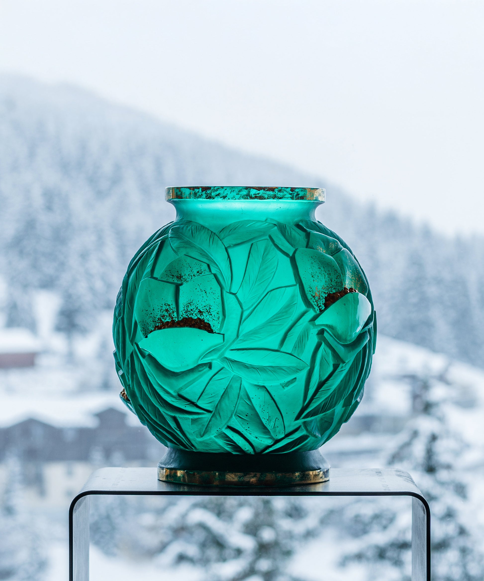 Empreinte Vase grand modèle Vert, finition or 75ex - Daum