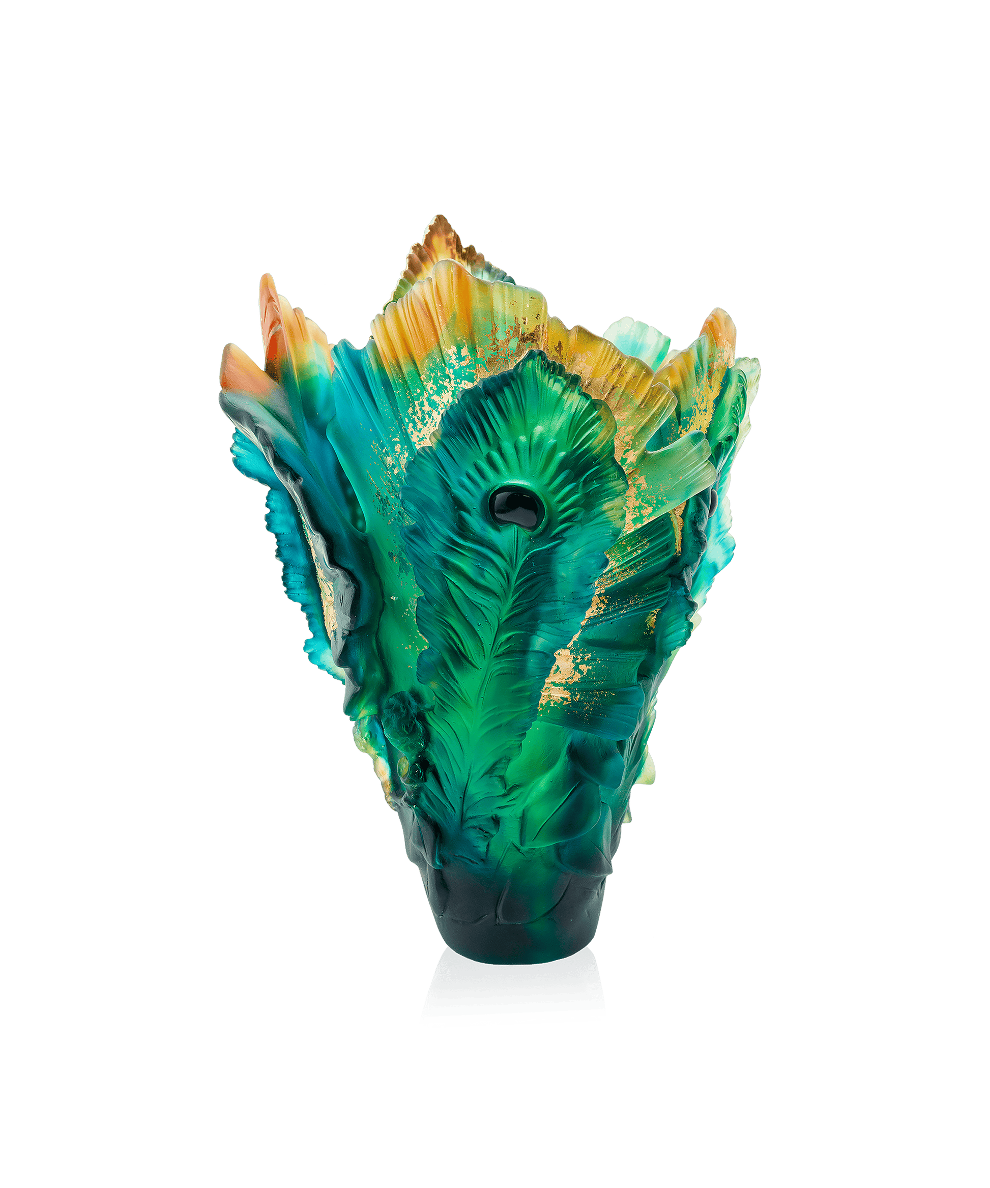 Fleur de Paon Vase grand modèle Doré à la feuille d'or 125ex - Daum