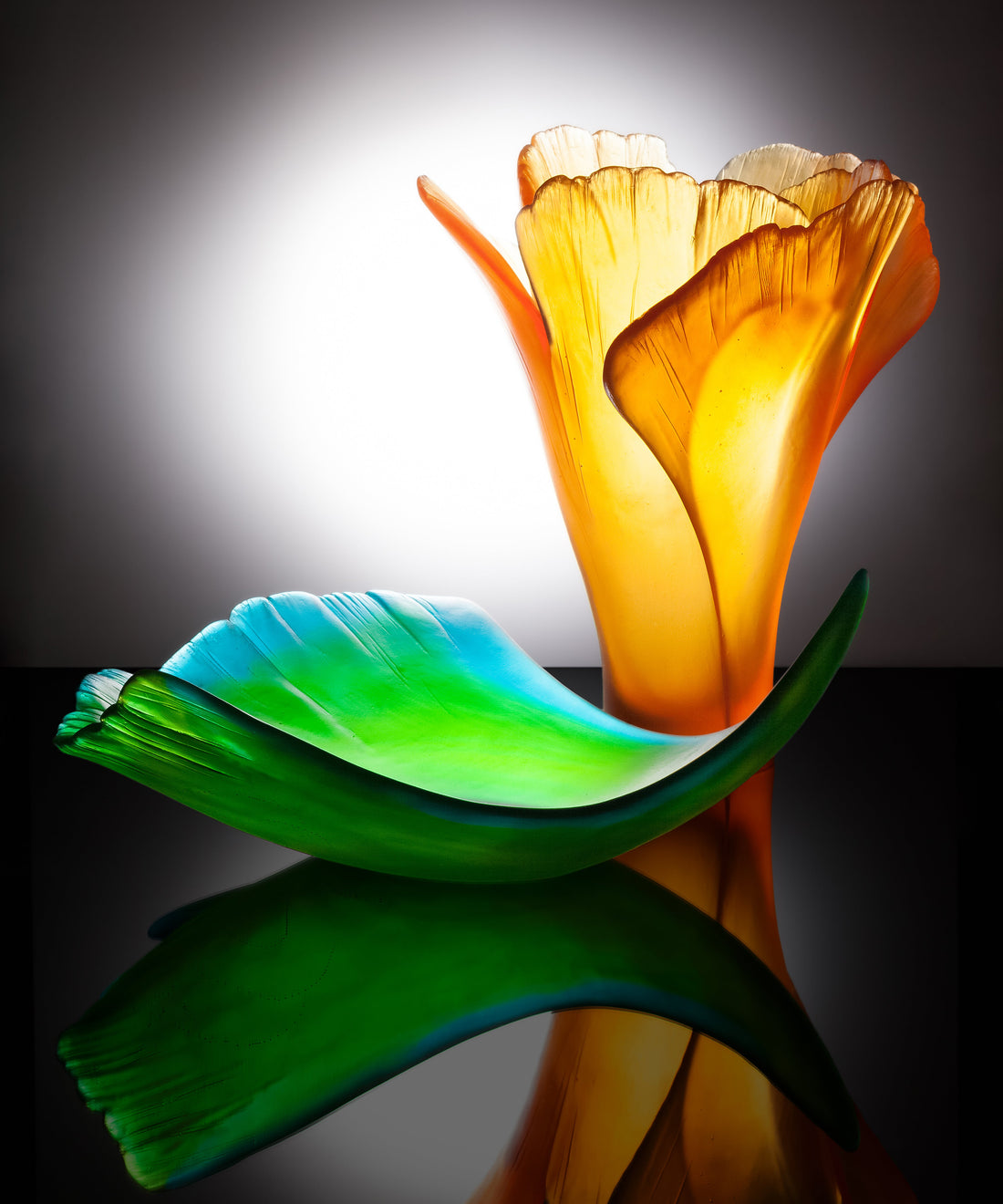 Ginkgo Vase grand modèle Ambre - Daum