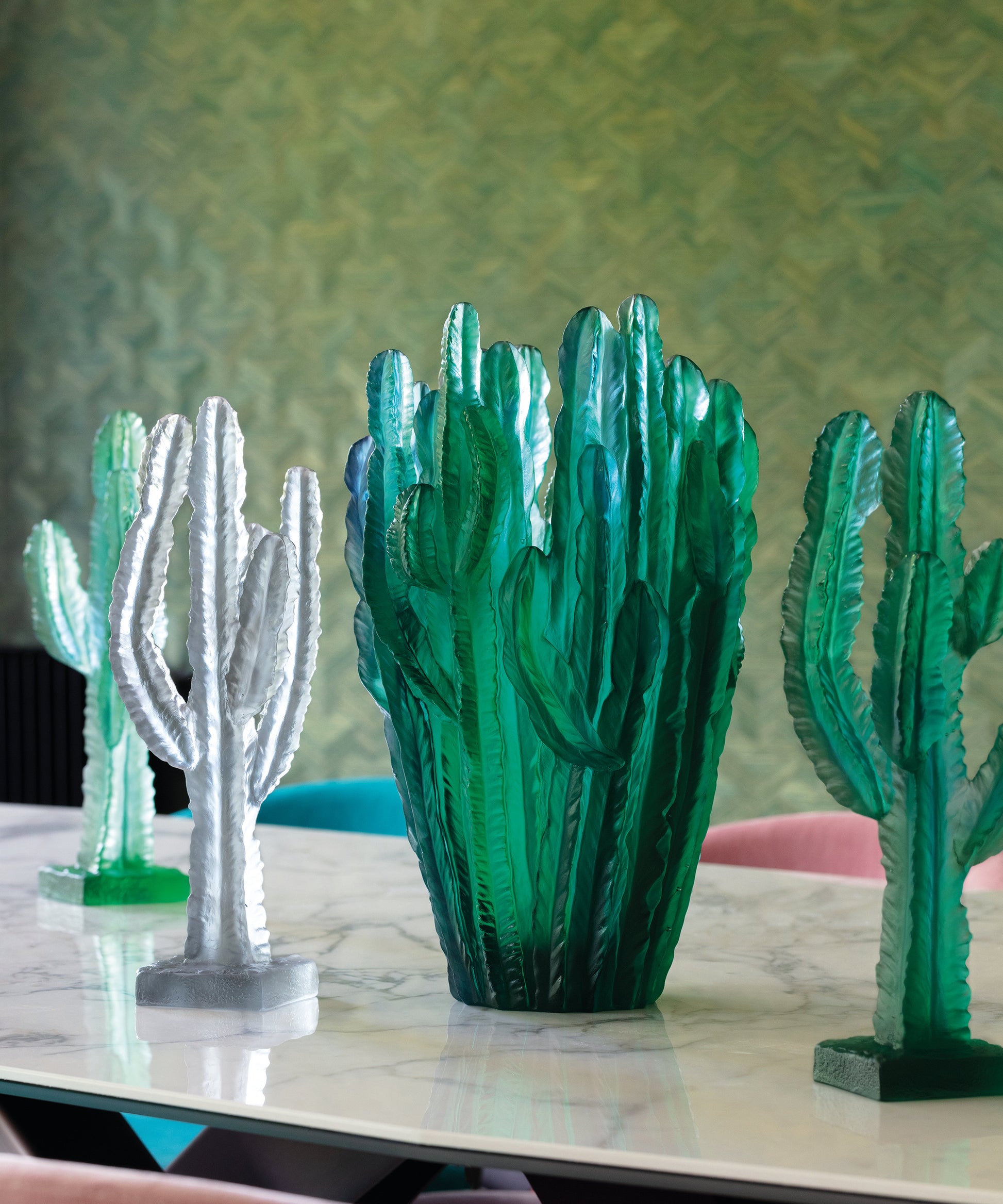 Jardin de Cactus Vase Grand modèle Vert de Emilio Robba - Daum