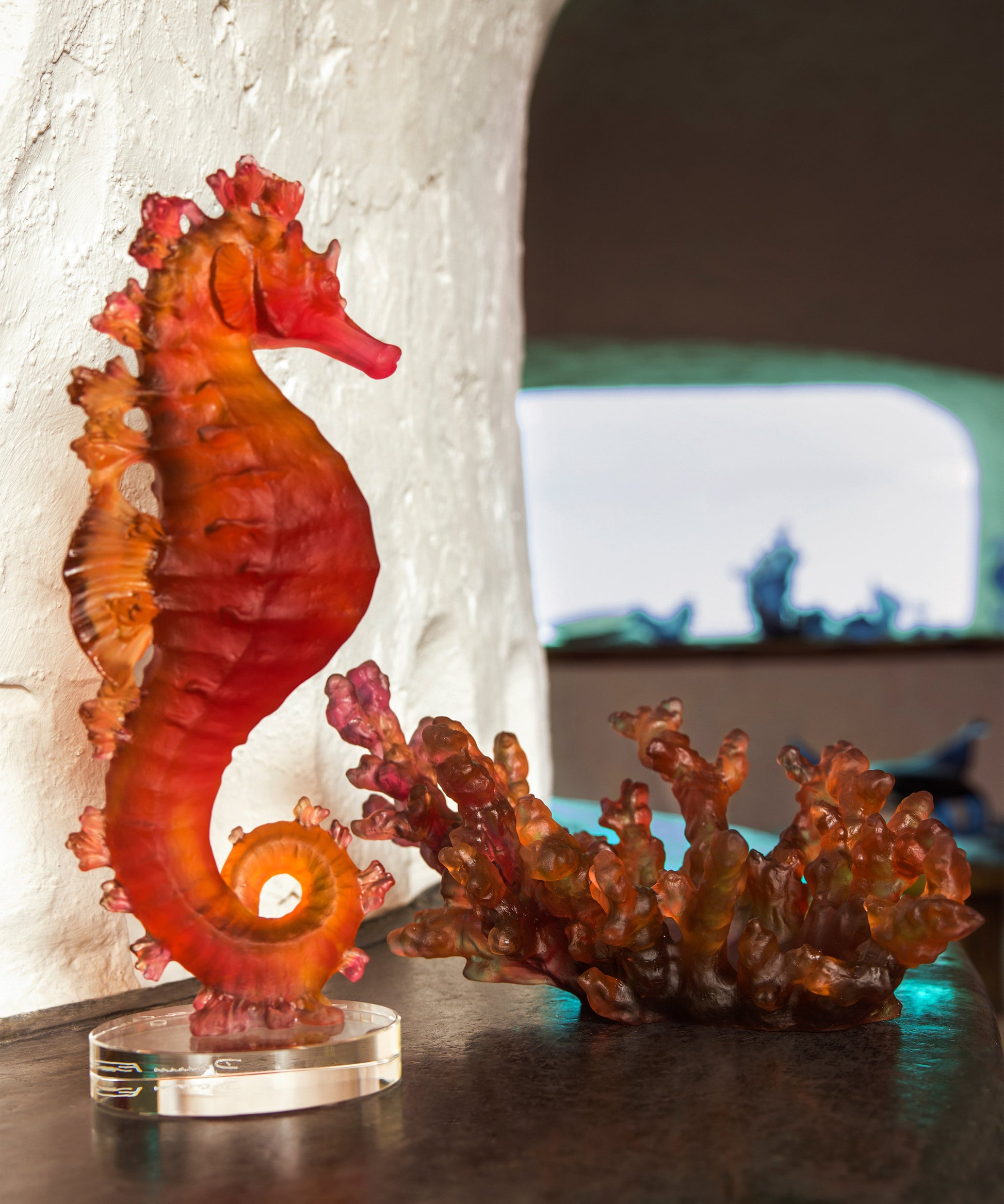 Mer de Corail Coupe moyen modèle Ambre rouge - Daum