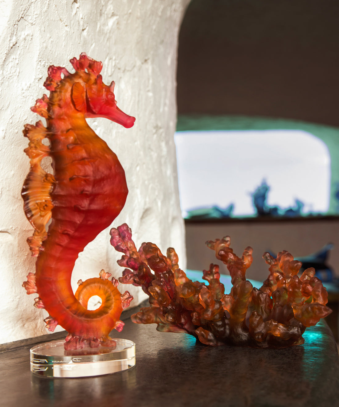 Mer de Corail Coupe moyen modèle Ambre rouge - Daum