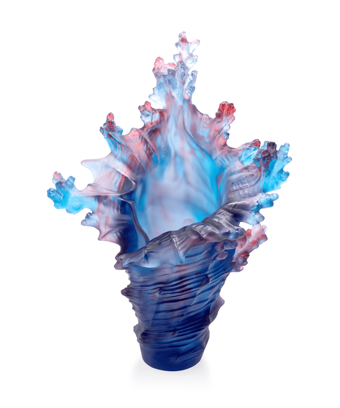 Mer de Corail Vase grand modèle Bleu et rouge - Daum