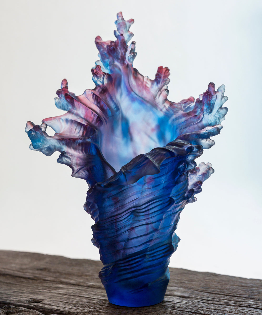 Mer de Corail Vase grand modèle Bleu et rouge - Daum