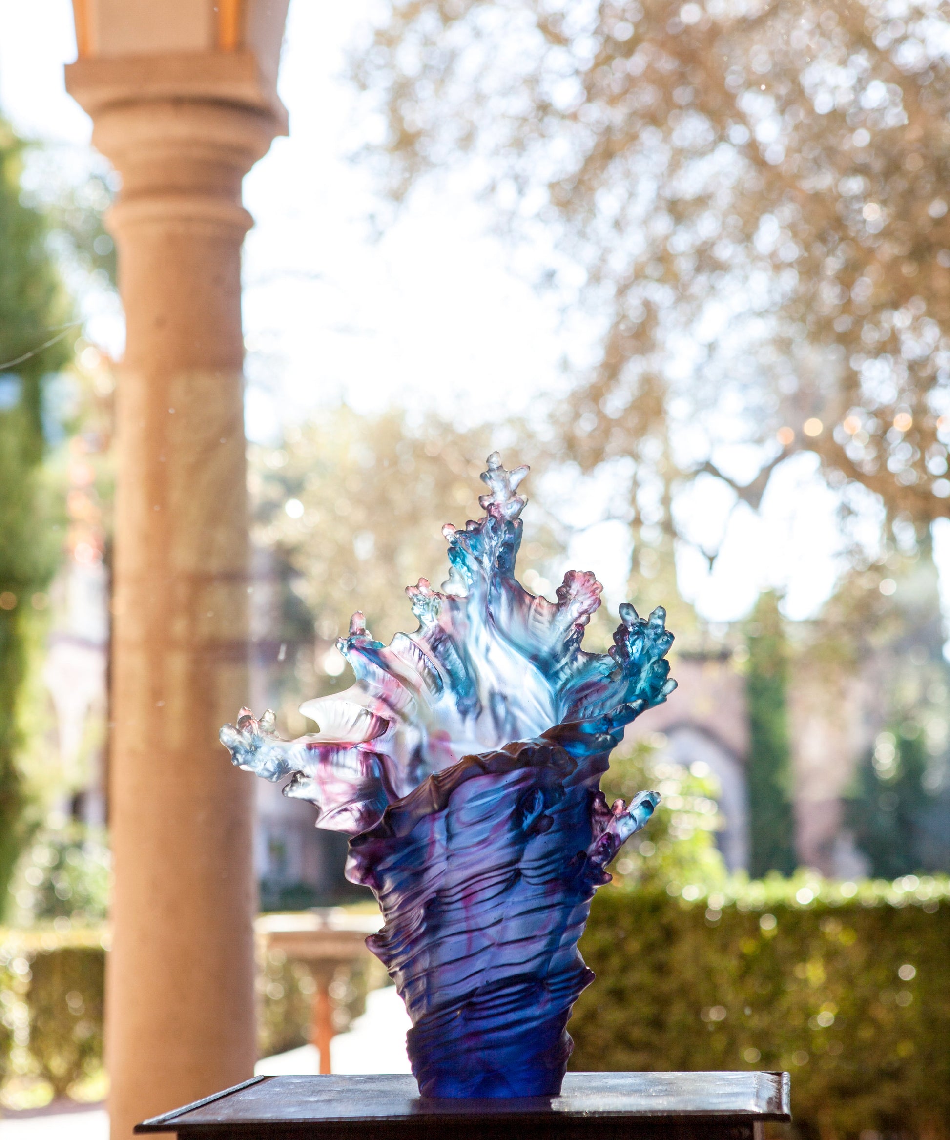 Mer de Corail Vase grand modèle Bleu et rouge - Daum