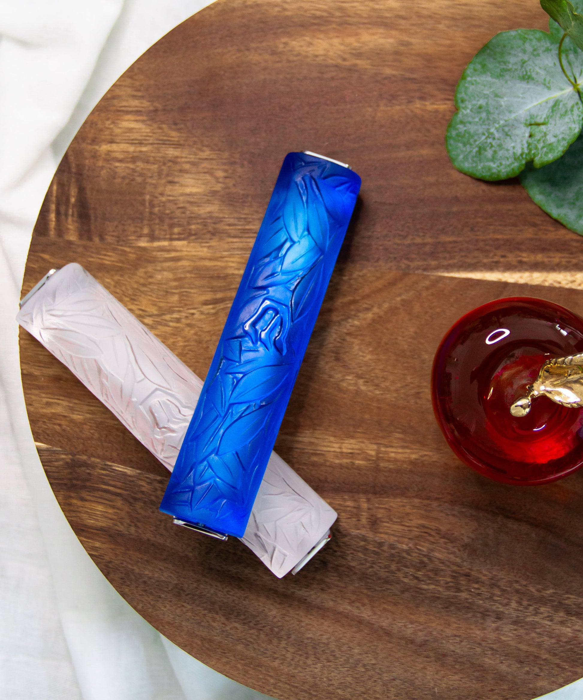 Mezuzah feuille d'olivier Bleue - Daum