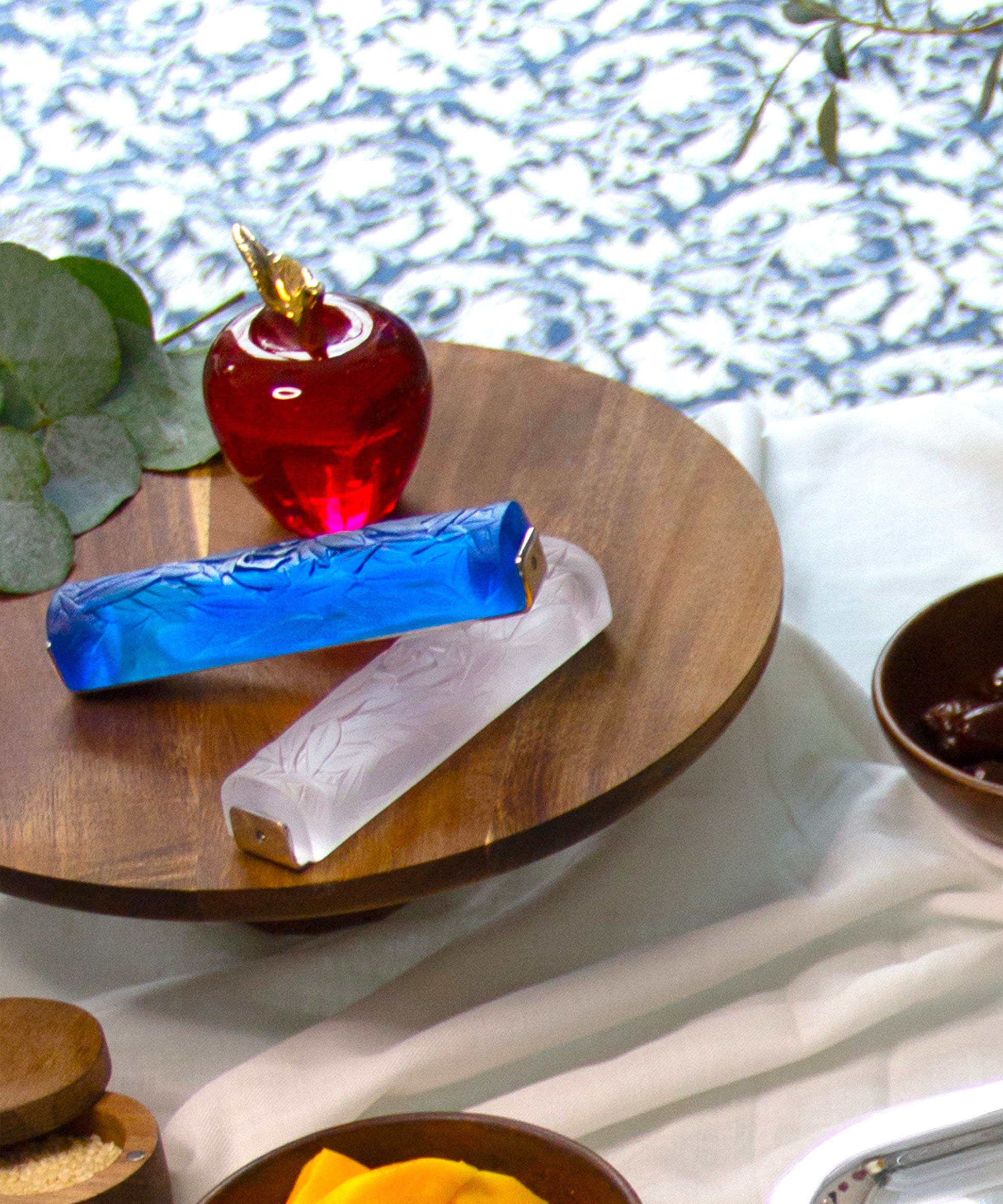 Mezuzah feuille d'olivier Bleue - Daum