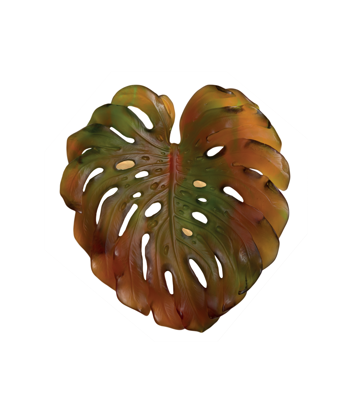 Monstera Feuille murale petit modèle - fixation courte Ambre de Emilio Robba - Daum