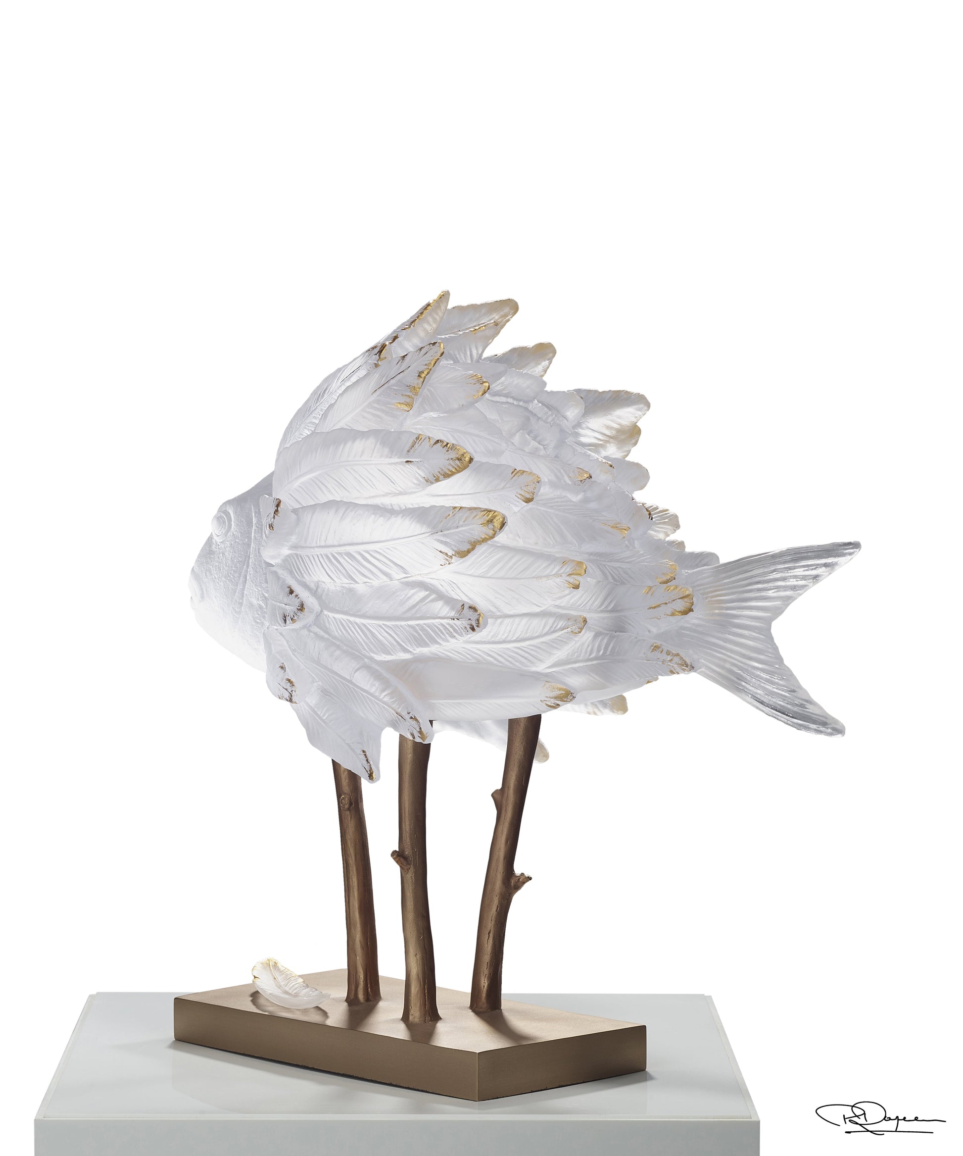 Punky Fish Blanc et or de Patrick Rougereau 25ex - Daum