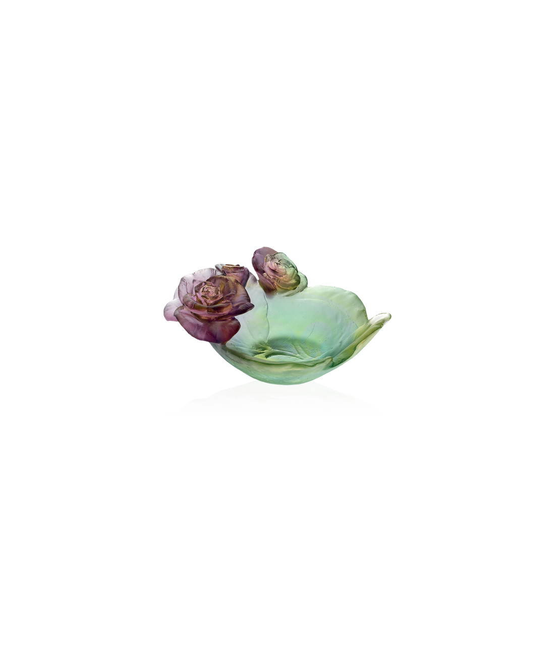 Rose Passion Coupelle Verte et rose - Daum