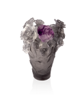 Rose Passion Vase Gris, fleur violette 500ex - Daum