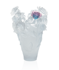Rose Passion Vase magnum Blanc, fleur verte et rose 50ex - Daum