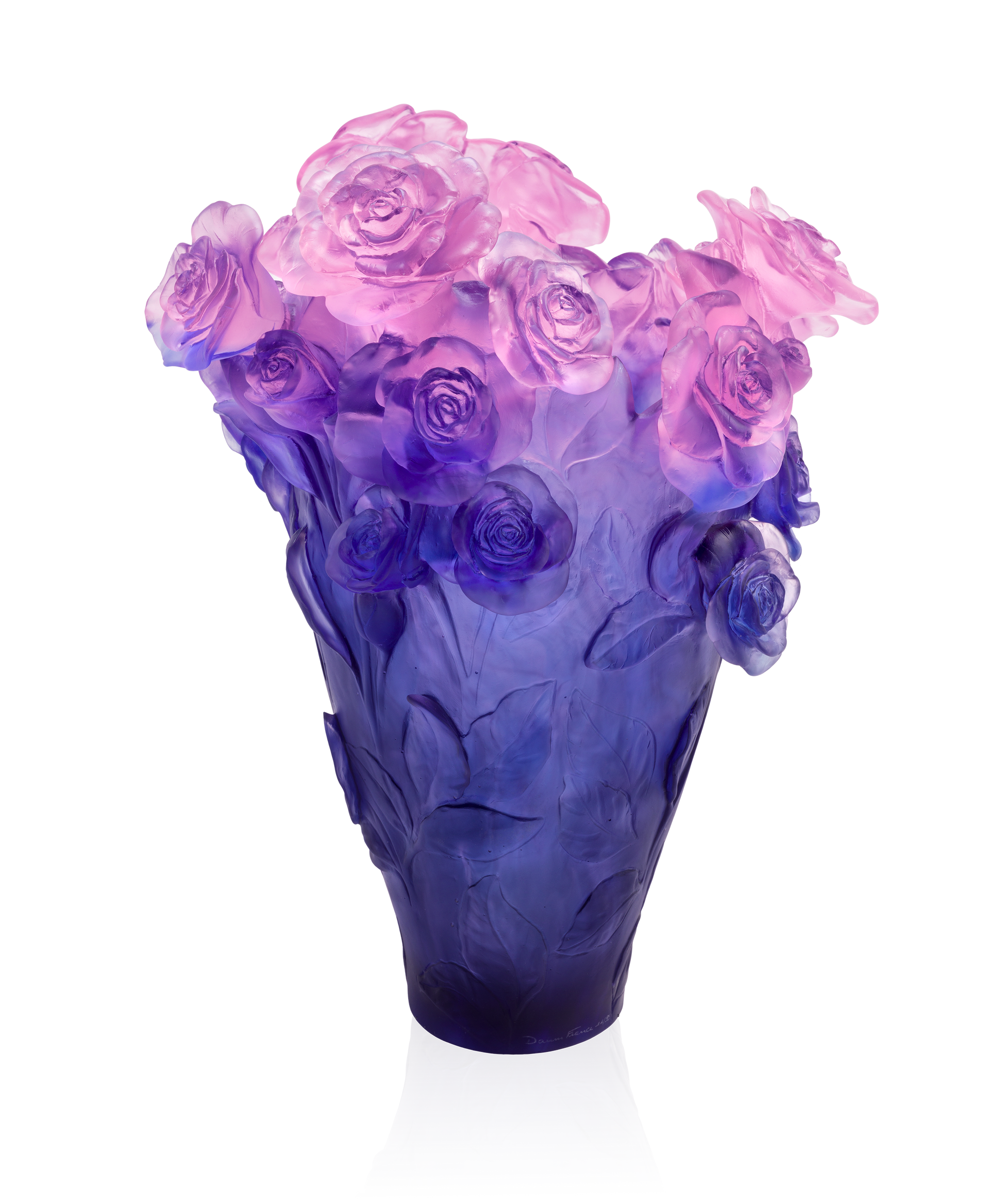 Rose Passion Vase magnum Bleu et rose 99ex - Daum