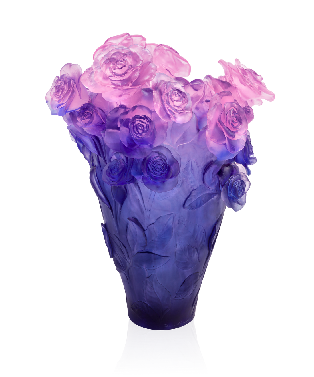 Rose Passion Vase magnum Bleu et rose 99ex - Daum