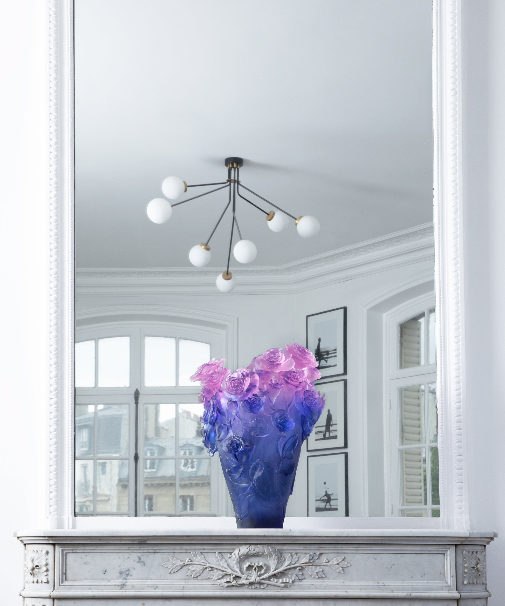 Rose Passion Vase magnum Bleu et rose 99ex - Daum