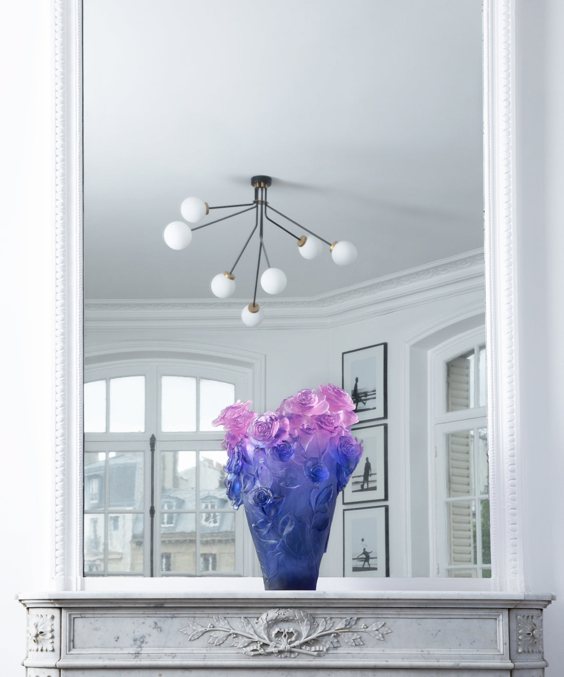 Rose Passion Vase magnum Bleu et rose 99ex - Daum