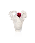 Rose Passion Vase petit modèle Blanc, fleur rouge - Daum