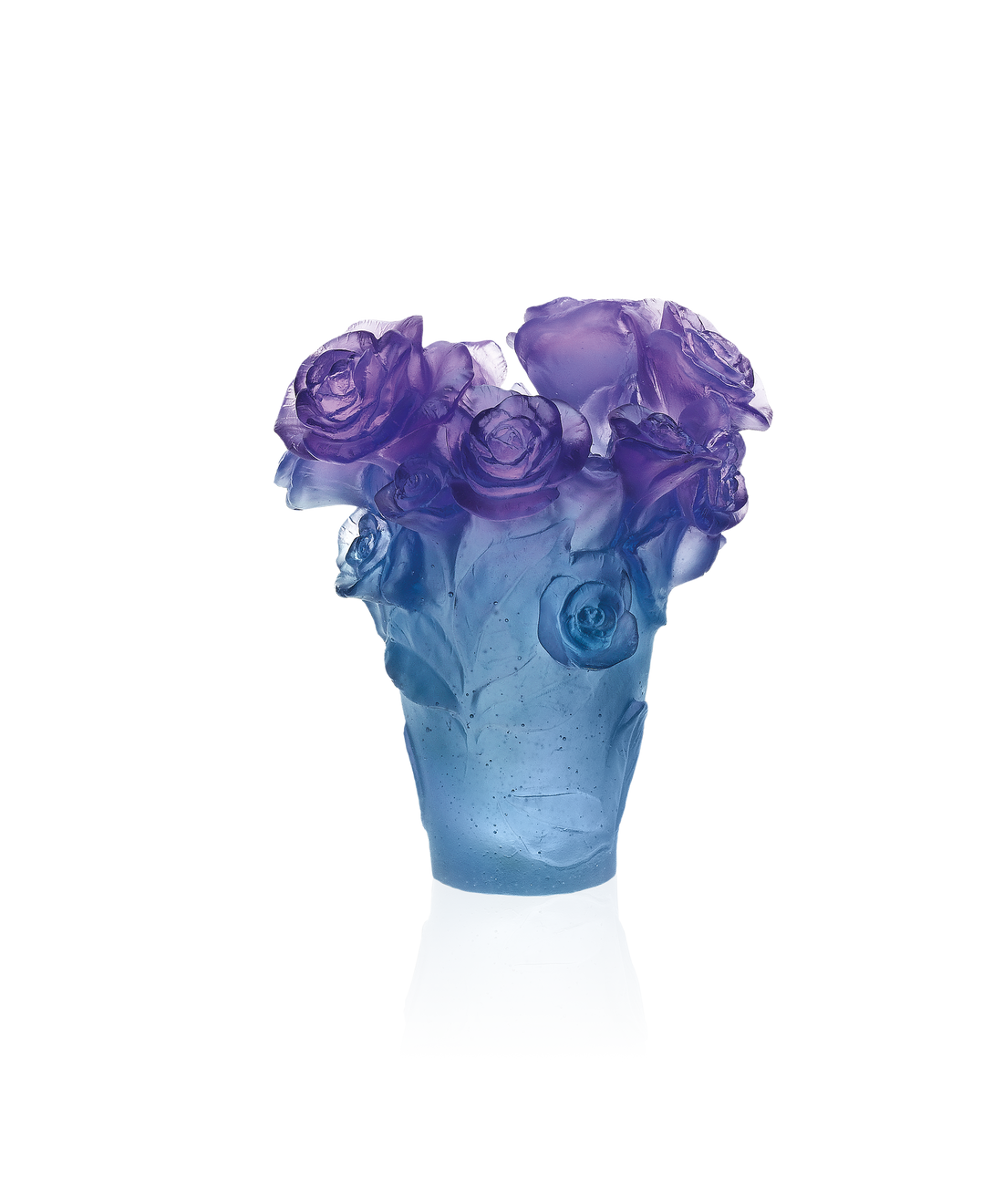Rose Passion Vase petit modèle Bleu et mauve - Daum