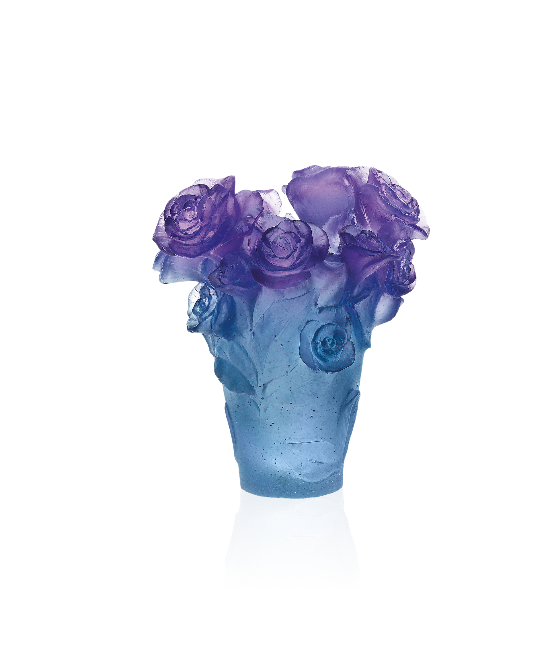 Rose Passion Vase petit modèle Bleu et mauve - Daum