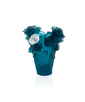 Rose Passion Vase petit modèle Bleu, fleur blanche - Daum