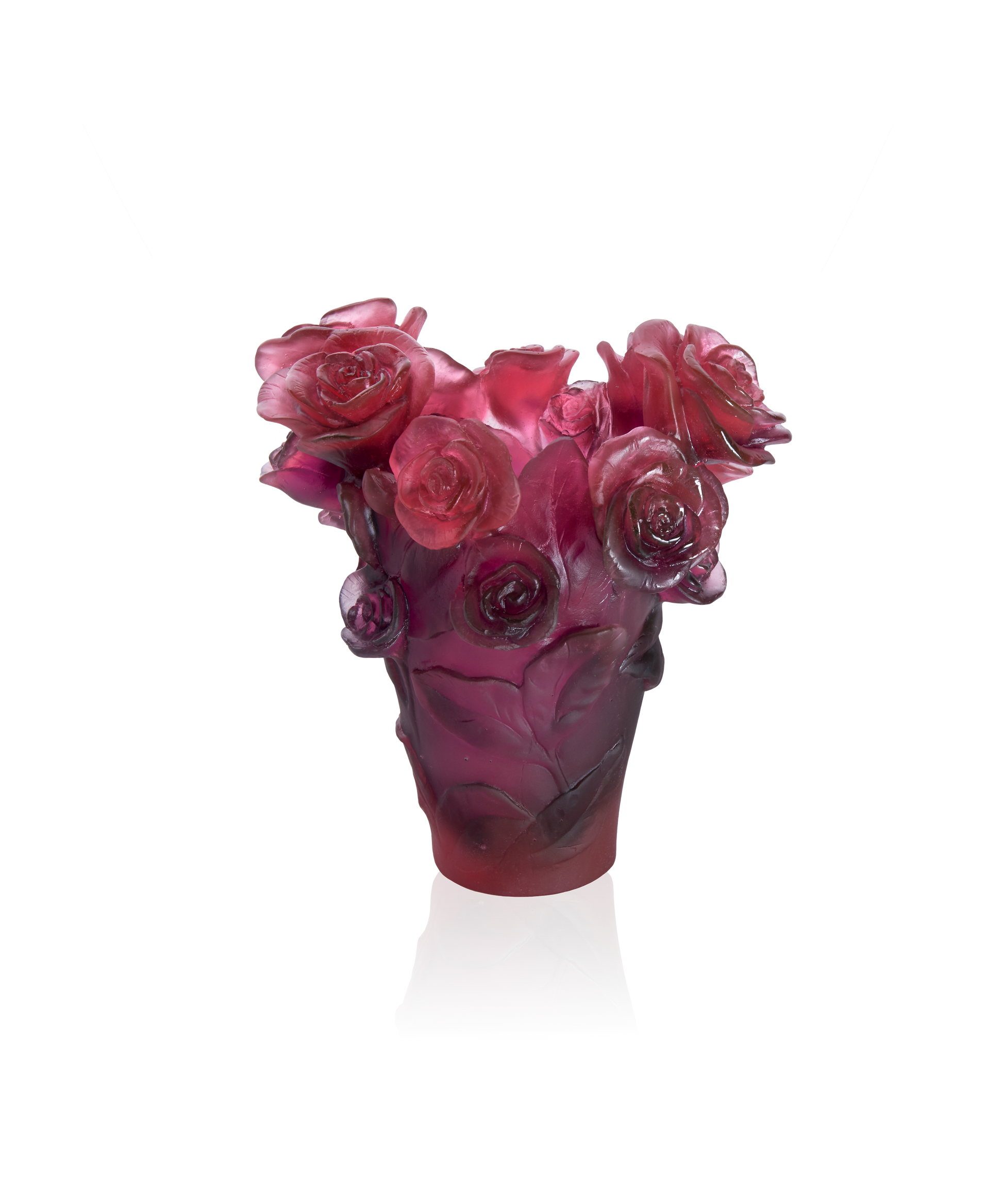 Rose Passion Vase petit modèle Rouge et violet - Daum