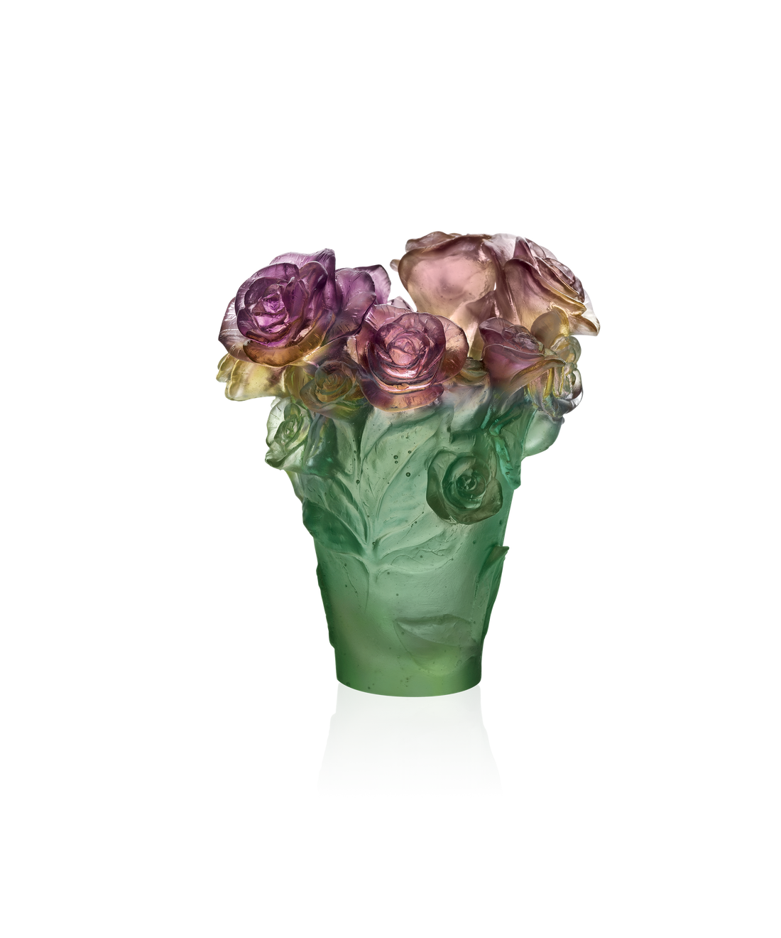 Rose Passion Vase petit modèle Vert et rose - Daum
