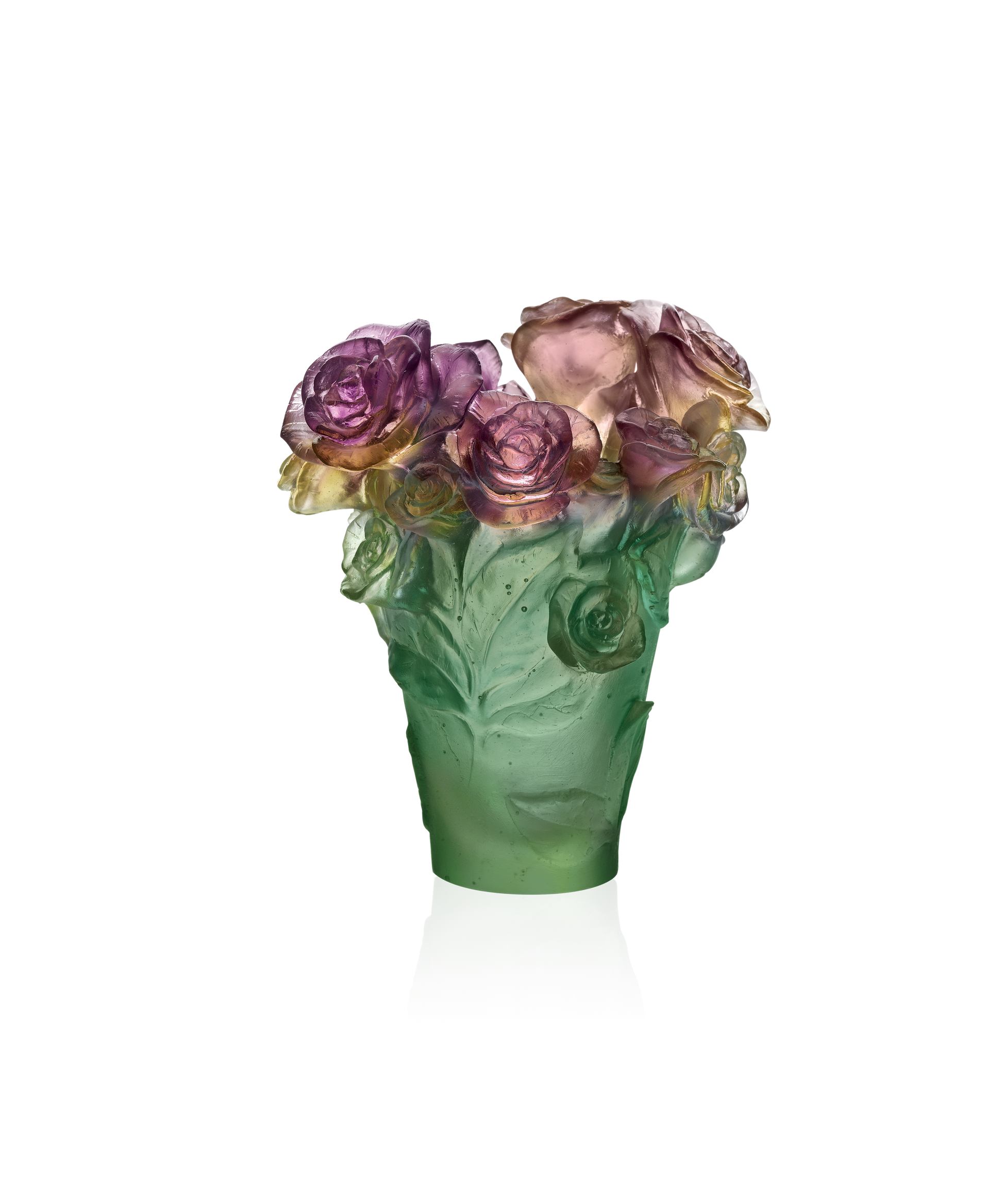 Rose Passion Vase petit modèle Vert et rose - Daum