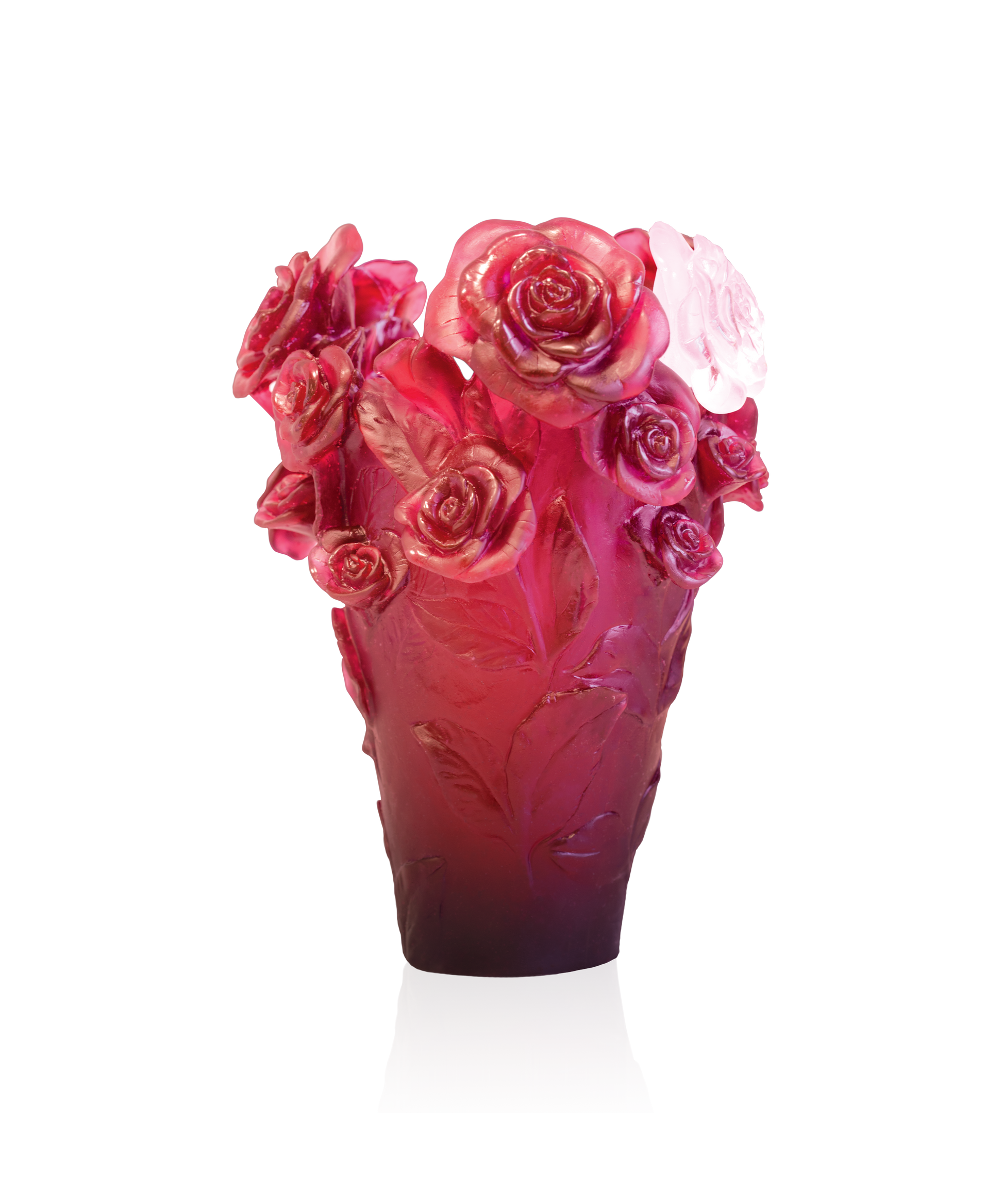 Rose Passion Vase Rouge, fleur blanche 375ex - Daum