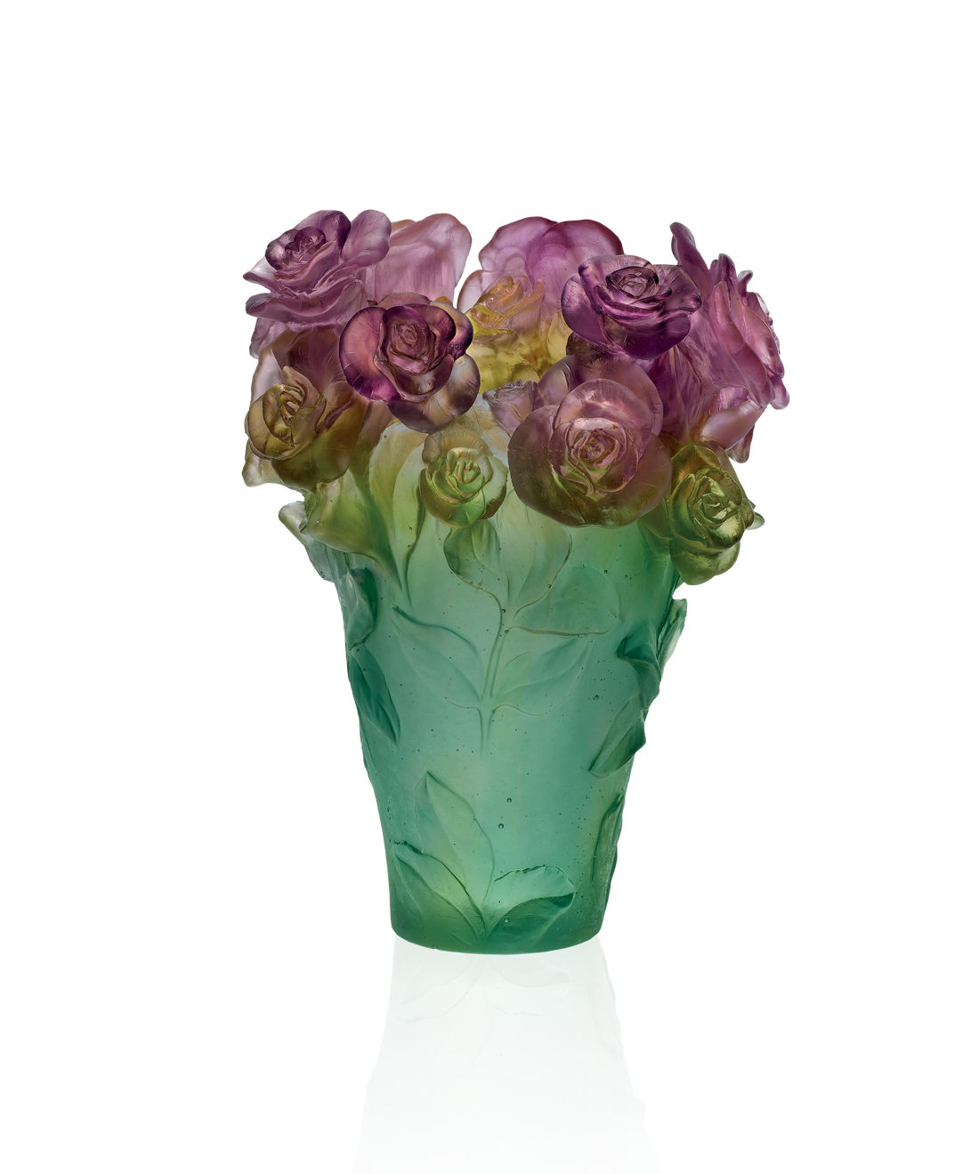Rose Passion Vase Vert et rose - Daum