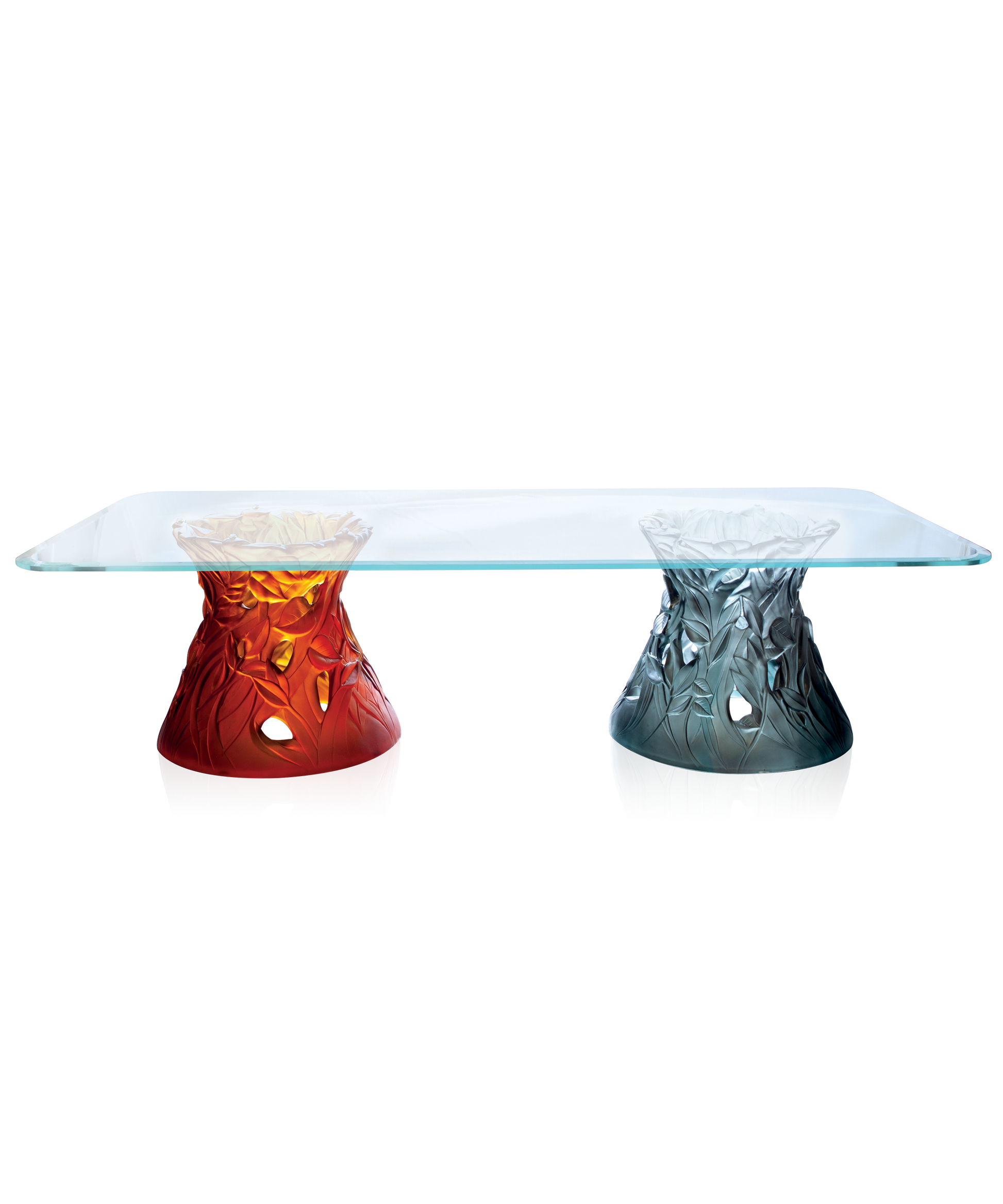 Végétale Table basse grand modèle Ambre et Bleu-gris - Daum