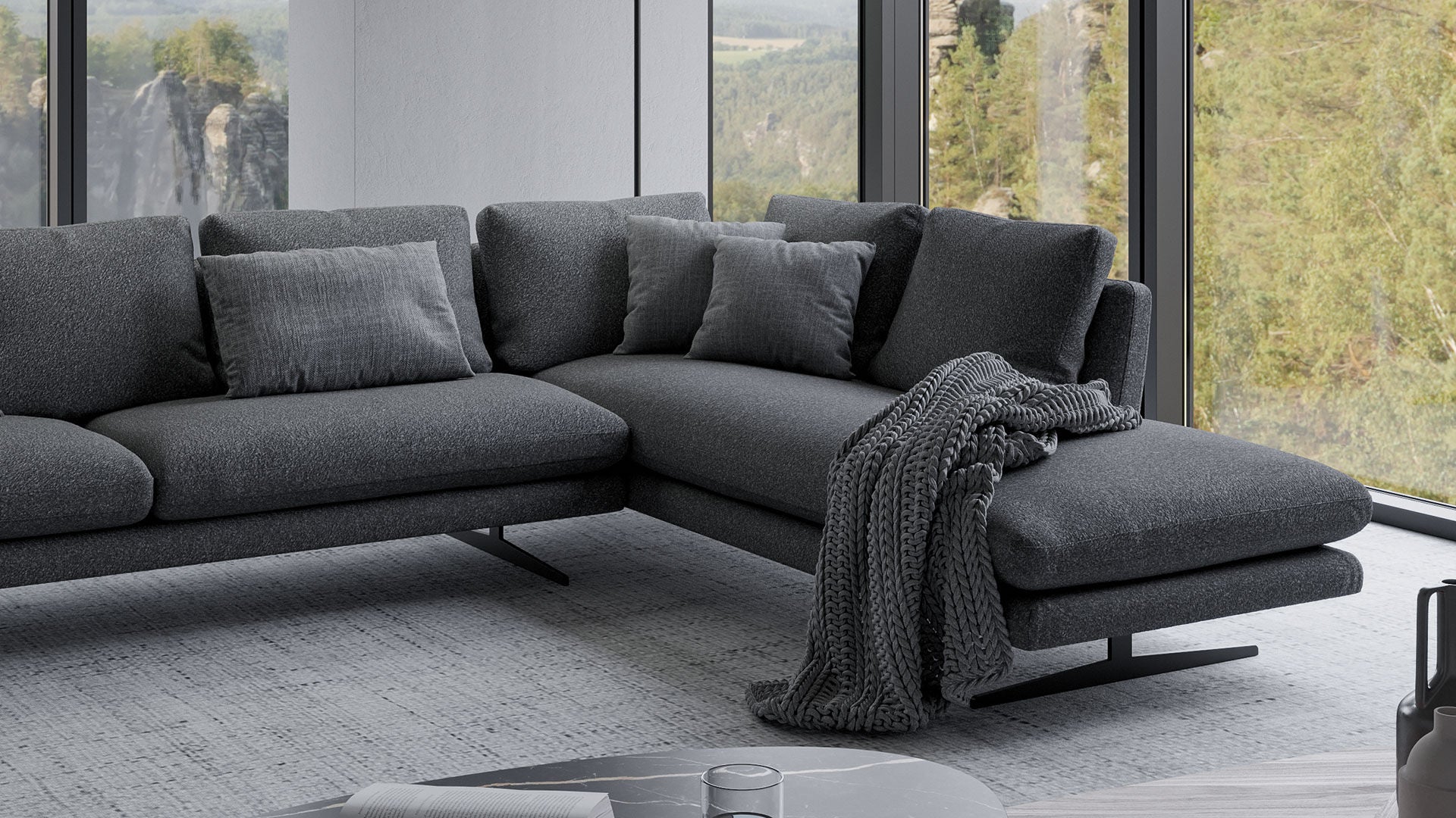 Divano angolare con Chaise Longue moderno Lars