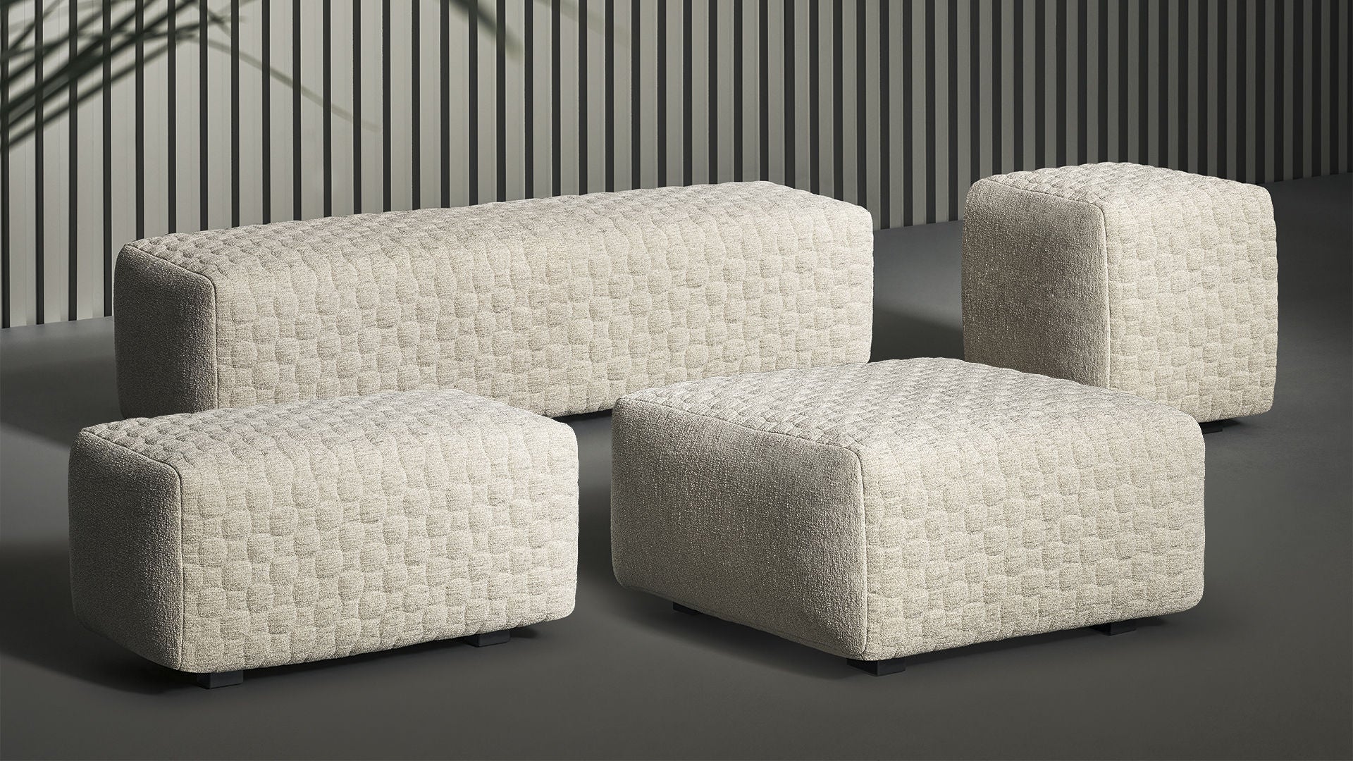 Bonaldo Intrecci Pouf and Bench, 4 Sizes, Removable Cover