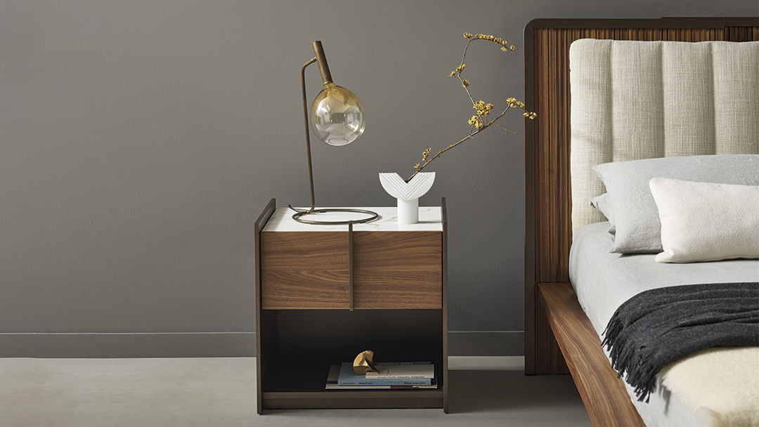 Bonaldo Aureo Nightstand with Ceramic Top and Metal Handle